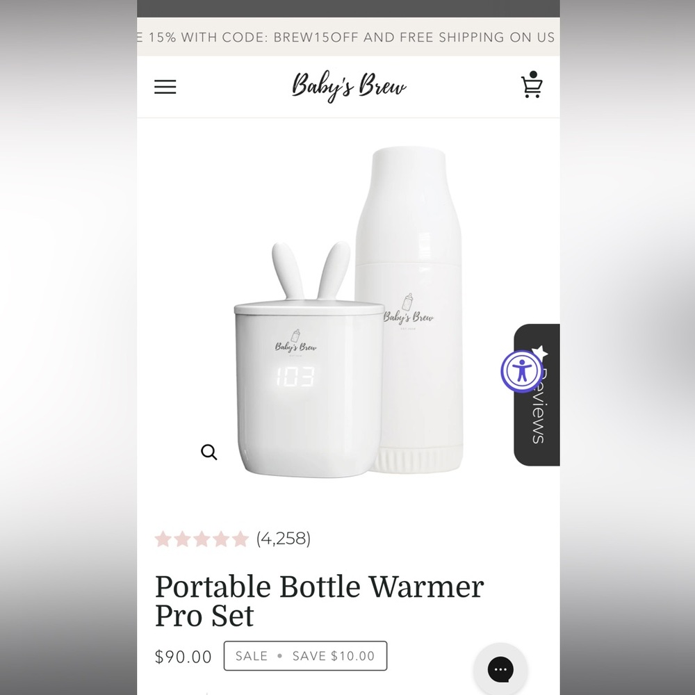 Baby’s brew portable bottle warmer and formula dispenser set